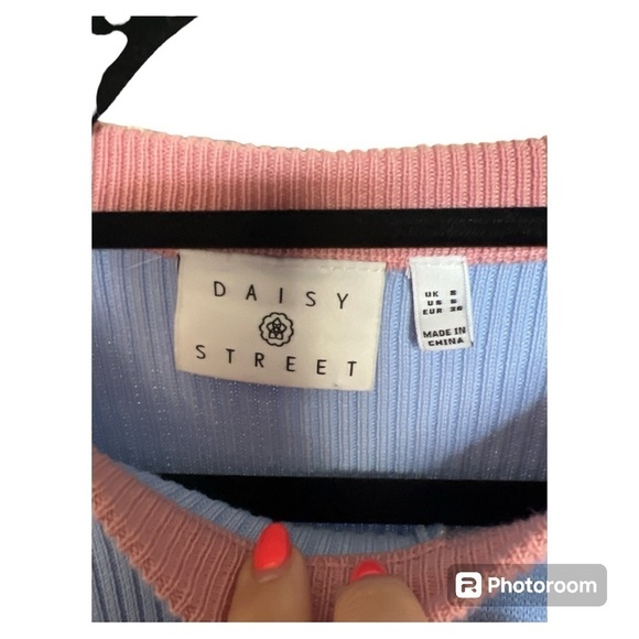 Daisy Street - ASOS patchwork pastel relaxed knitted sweater size Small - Picture 6 of 8